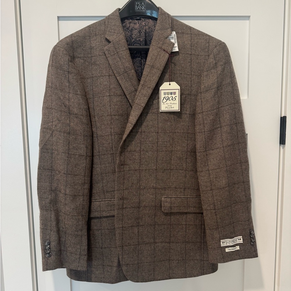 Men's Brown Plaid Blazer NWT